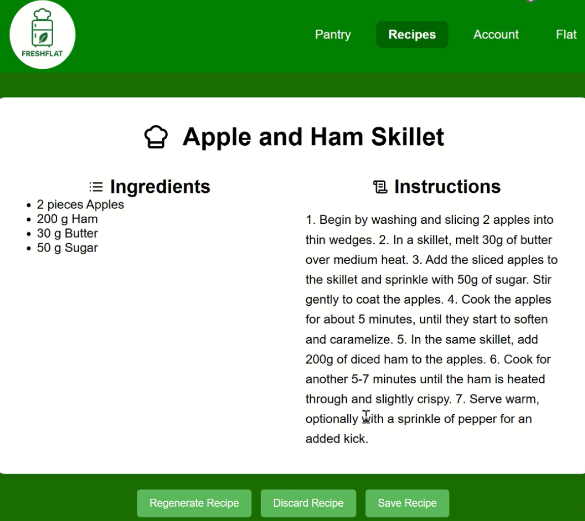Generating a recipe with FreshFlat